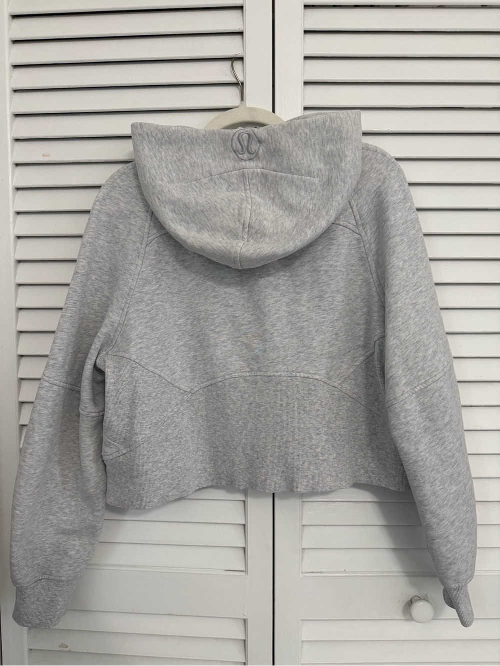 Lululemon Scuba Oversized Half-Zip Cropped Hoodie Heathered Light Grey M/L - Picture 7 of 8